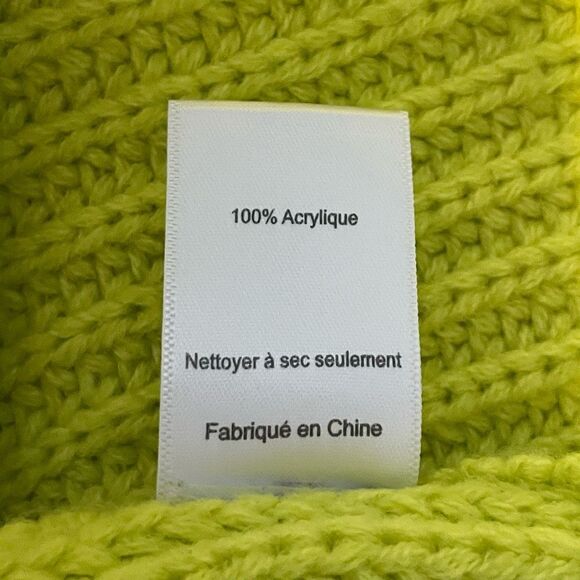 Lush Color Block Sweater Tan Lime Green Chunky Knit Crewneck Long Sleeve M - Picture 7 of 7